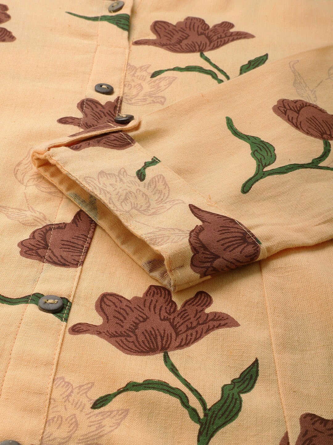 HERE&NOW Women Orange & Brown Floral Printed A-Line Kurta - Distacart