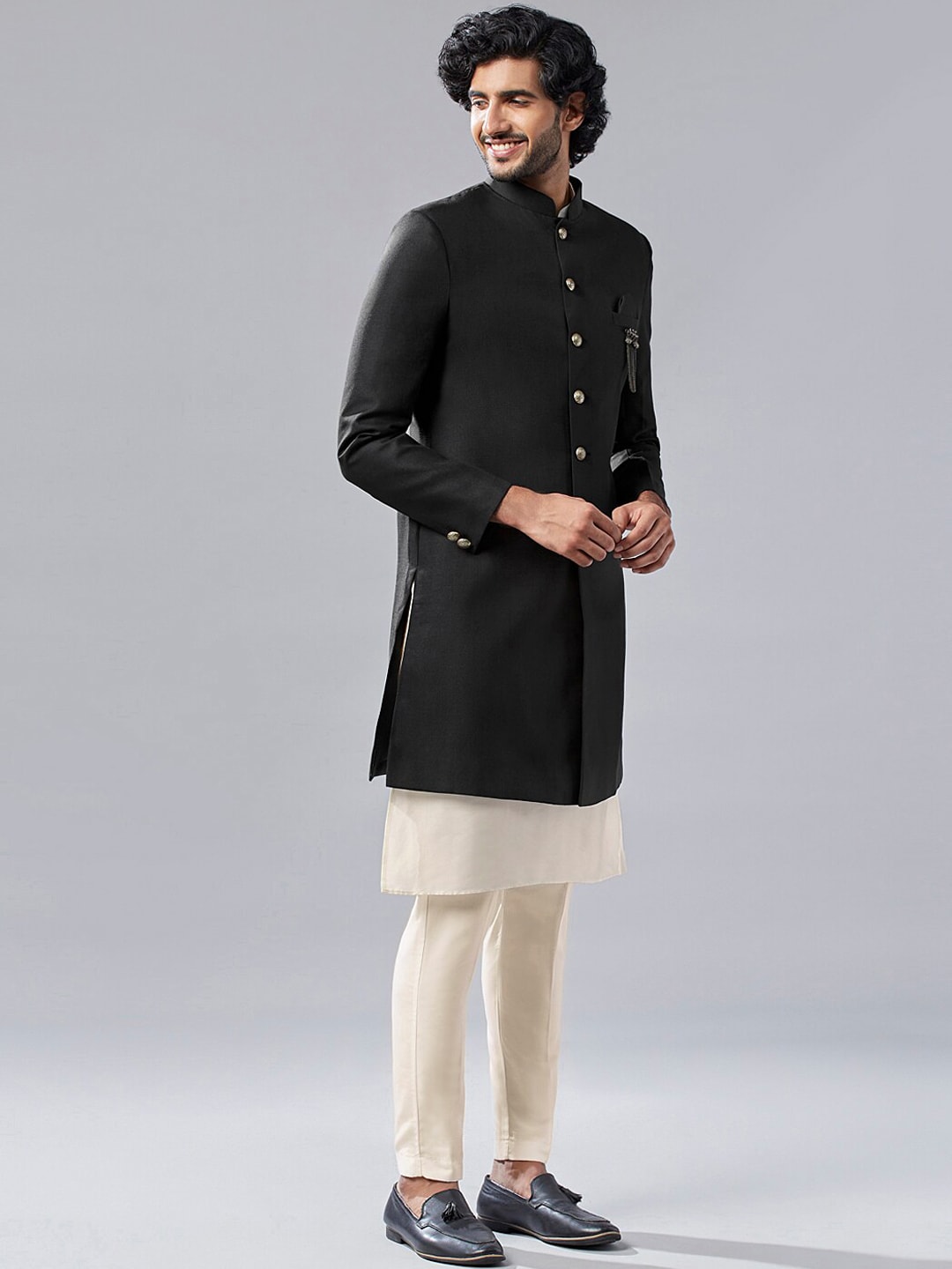 KISAH Mandarin Collar Kurta & Sherwani With Churidar - Distacart