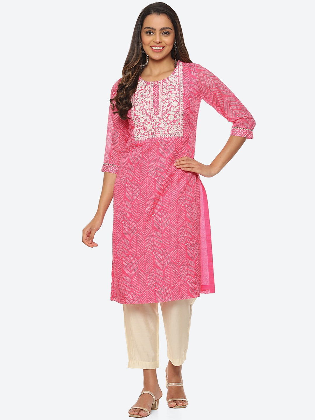 Biba Women Ethnic Motifs Printed Thread work Kurta - Distacart