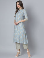 Thumbnail for Khushal K Floral Printed Mandarin Collar Kurta with Palazzos - Distacart