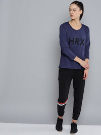 Thumbnail for HRX by Hrithik Roshan Women Navy Blue & Black Printed Lifestyle Regular Fit T-Shirt - Distacart