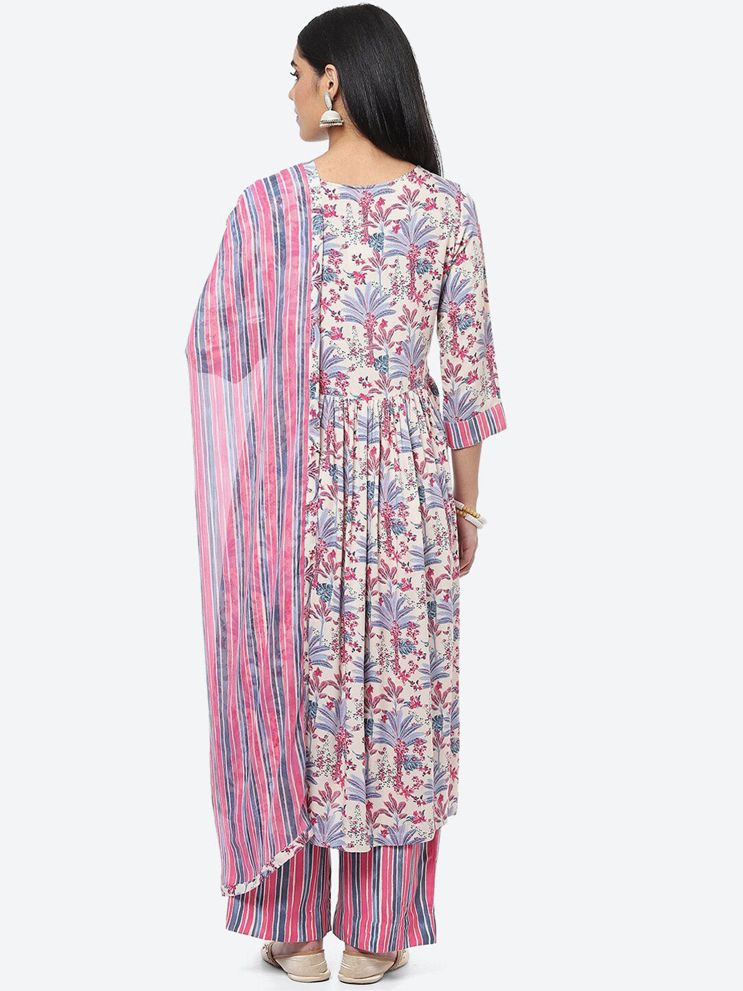 Biba Women Floral Printed Kurta with Palazzos & With Dupatta - Distacart