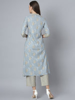 Thumbnail for Khushal K Floral Printed Mandarin Collar Kurta with Palazzos - Distacart