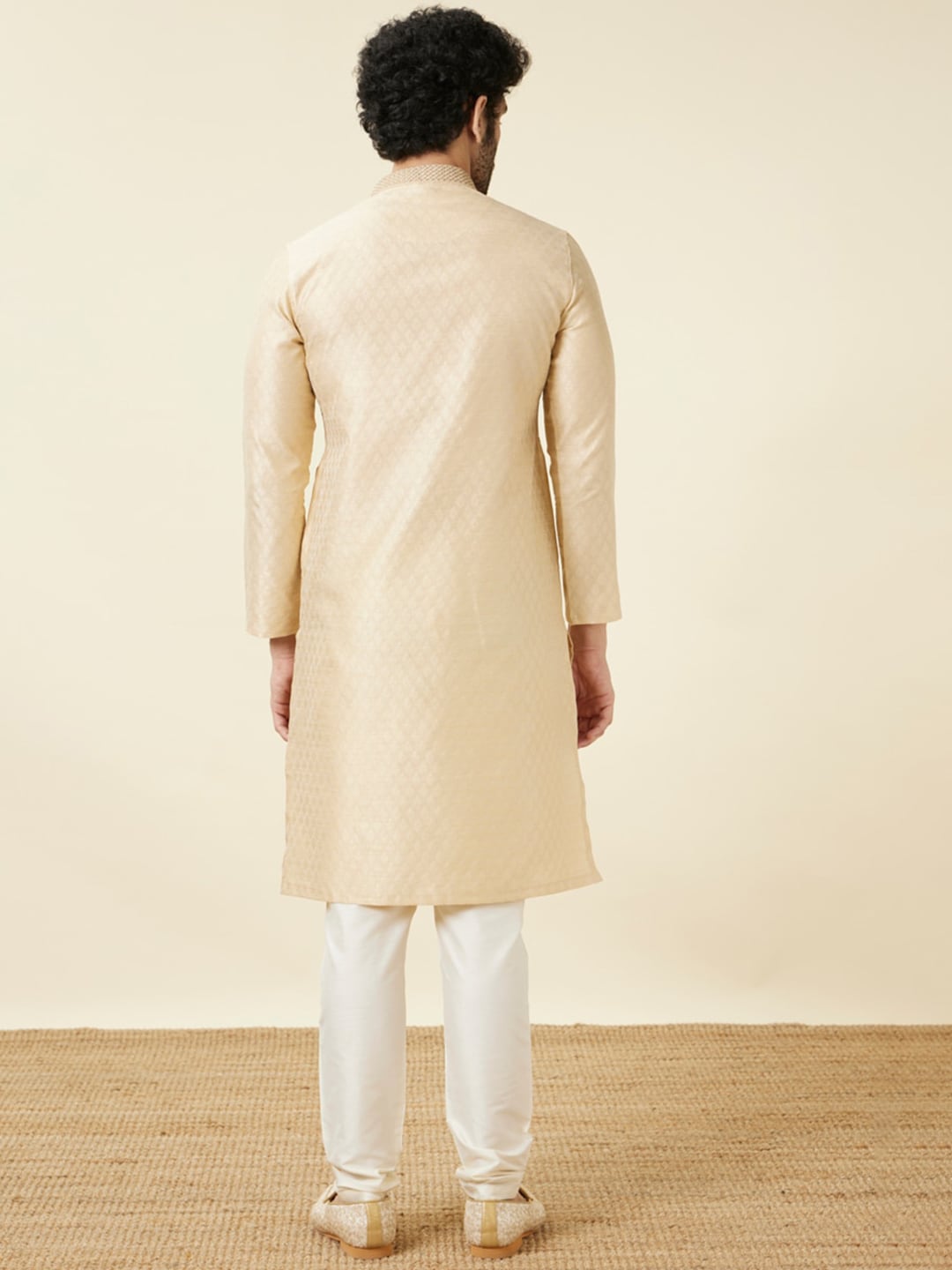 Manyavar Men Beige Regular Kurta with Pyjamas - Distacart