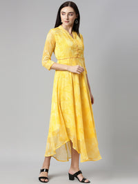 Thumbnail for Souchii Yellow Floral Chiffon Midi Dress - Distacart