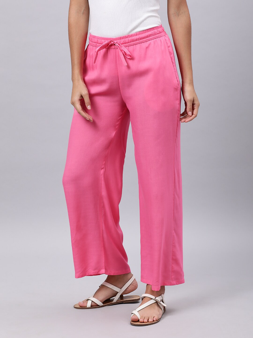 Souchii Pink Liva Palazzos - Distacart