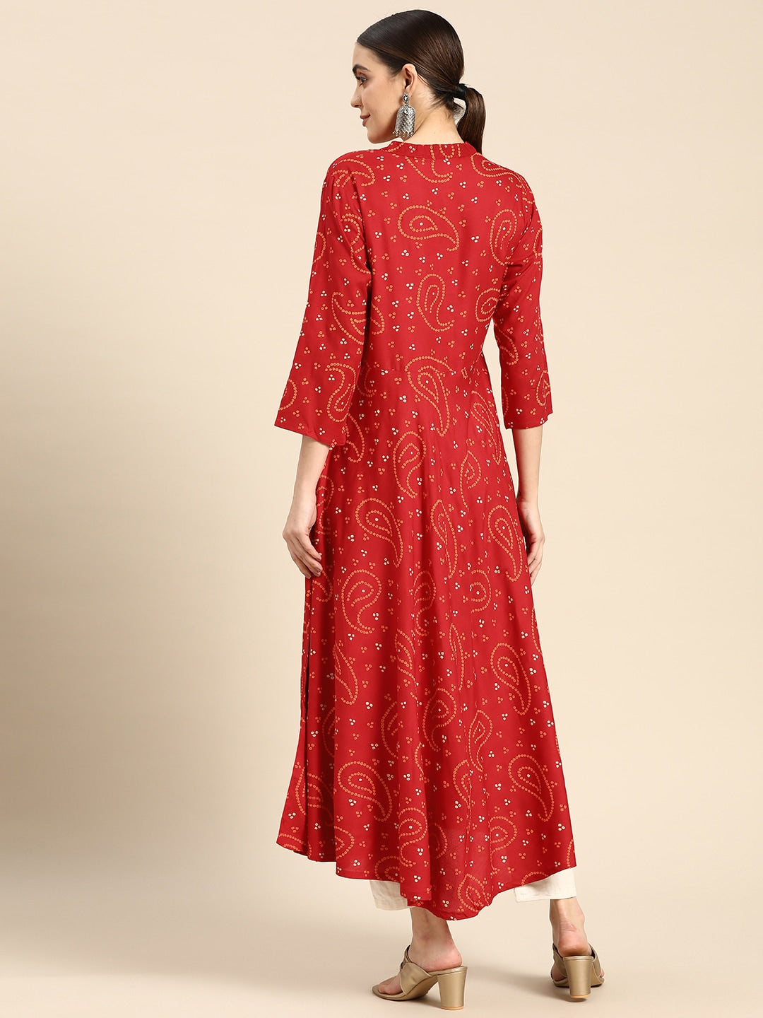 Sangria Women Bandhani Printed Anarkali Kurta - Distacart