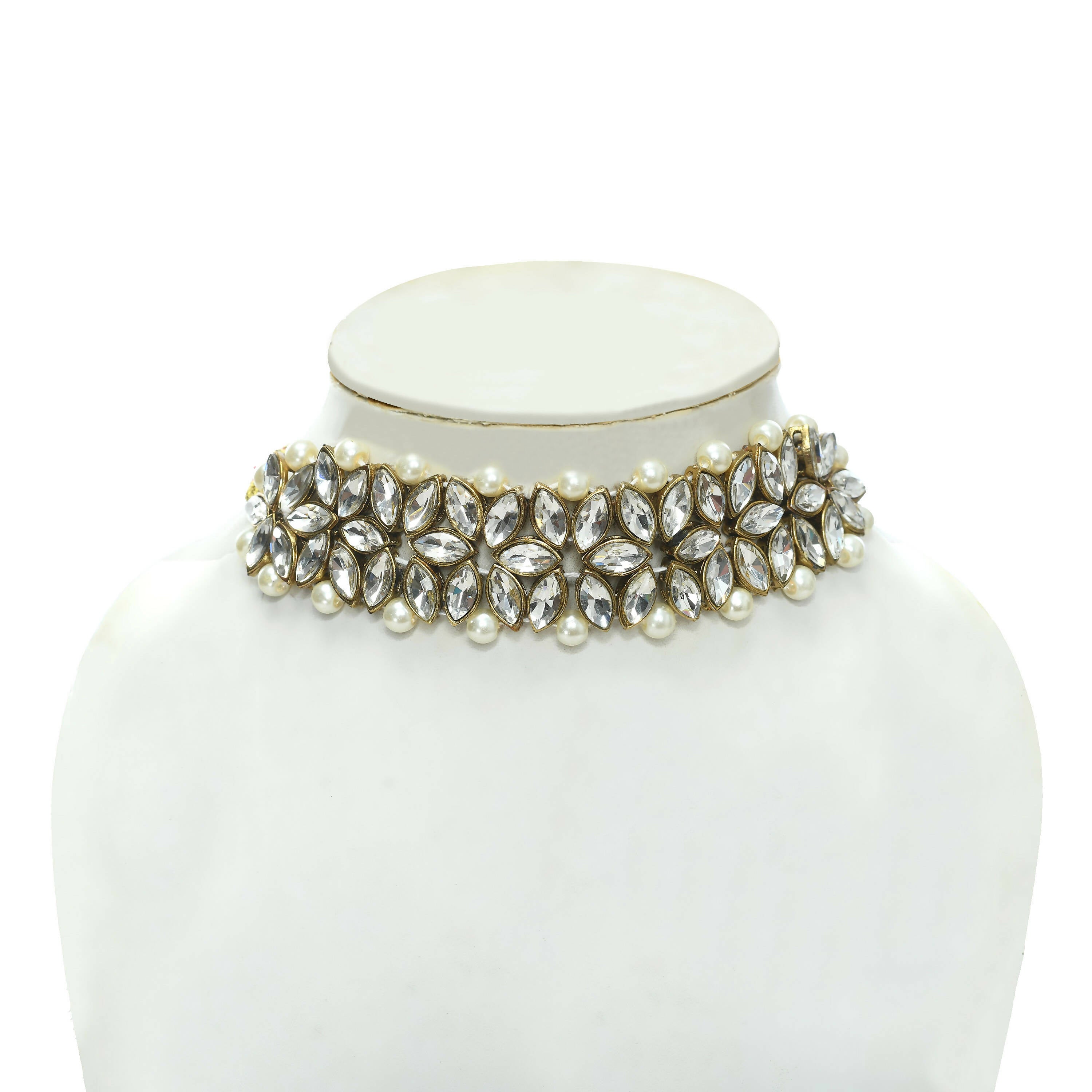 Mominos Fashion Johar Kamal Gold-Plated Rani Haar with White and Off white Pearls Jewellery Set - Distacart