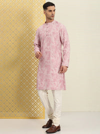 Thumbnail for House of Pataudi Men Paisley Embroidered Sequinned Thread Work Jashn Kurta with Churidar - Distacart