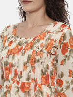 Thumbnail for Souchii Cream-Coloured Printed A-Line Dress - Distacart