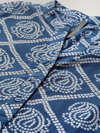 Thumbnail for HERE&NOW Women Blue & White Geometric Printed Kurta - Distacart
