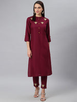 Thumbnail for Khushal K Women Ethnic Motifs Embroidered Kurta with Trousers - Distacart