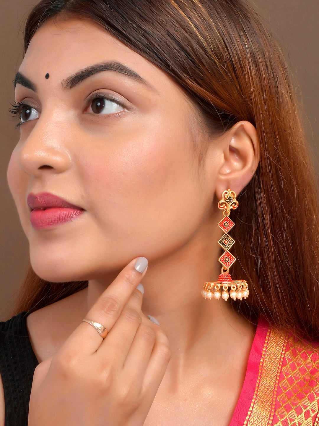 Shoshaa Gold-Toned Contemporary Jhumka Earrings - Distacart