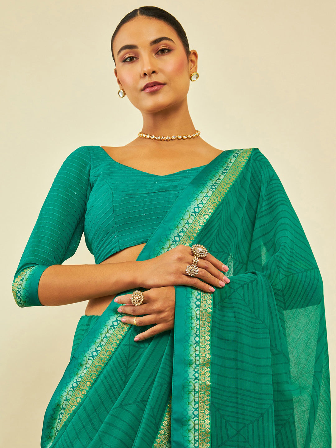 Soch Geometric Printed Zari Saree - Distacart