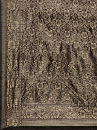 Thumbnail for Saree Mall Black Floral Linen Blend Banarasi Saree - Distacart
