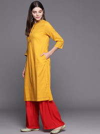 Thumbnail for Biba Women Yellow Checked Kurta - Distacart