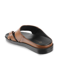 Thumbnail for Mochi Tan Brown Leather Comfort Sandals For Men - Distacart