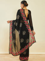 Thumbnail for Soch Black & Pink Embellished Sequinned Saree - Distacart