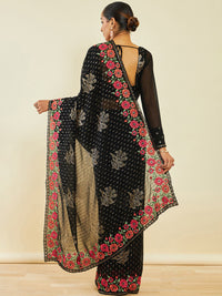 Thumbnail for Soch Black & Pink Embellished Sequinned Saree - Distacart