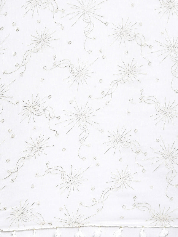 Souchii White & Gold Printed Dupatta - Distacart