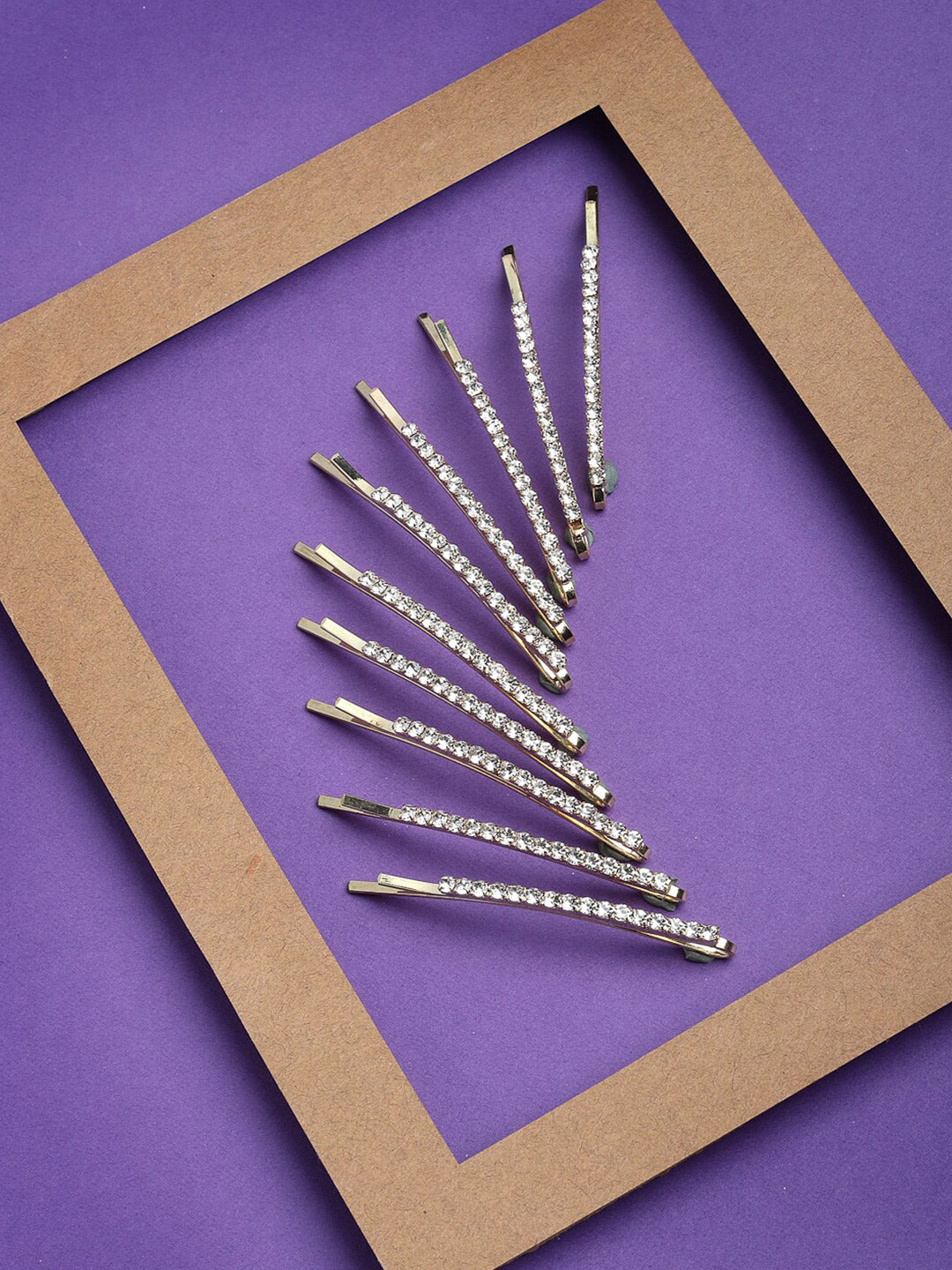 Panash Set of 10 Women Gold-Toned Embellished Bobby Pins - Distacart