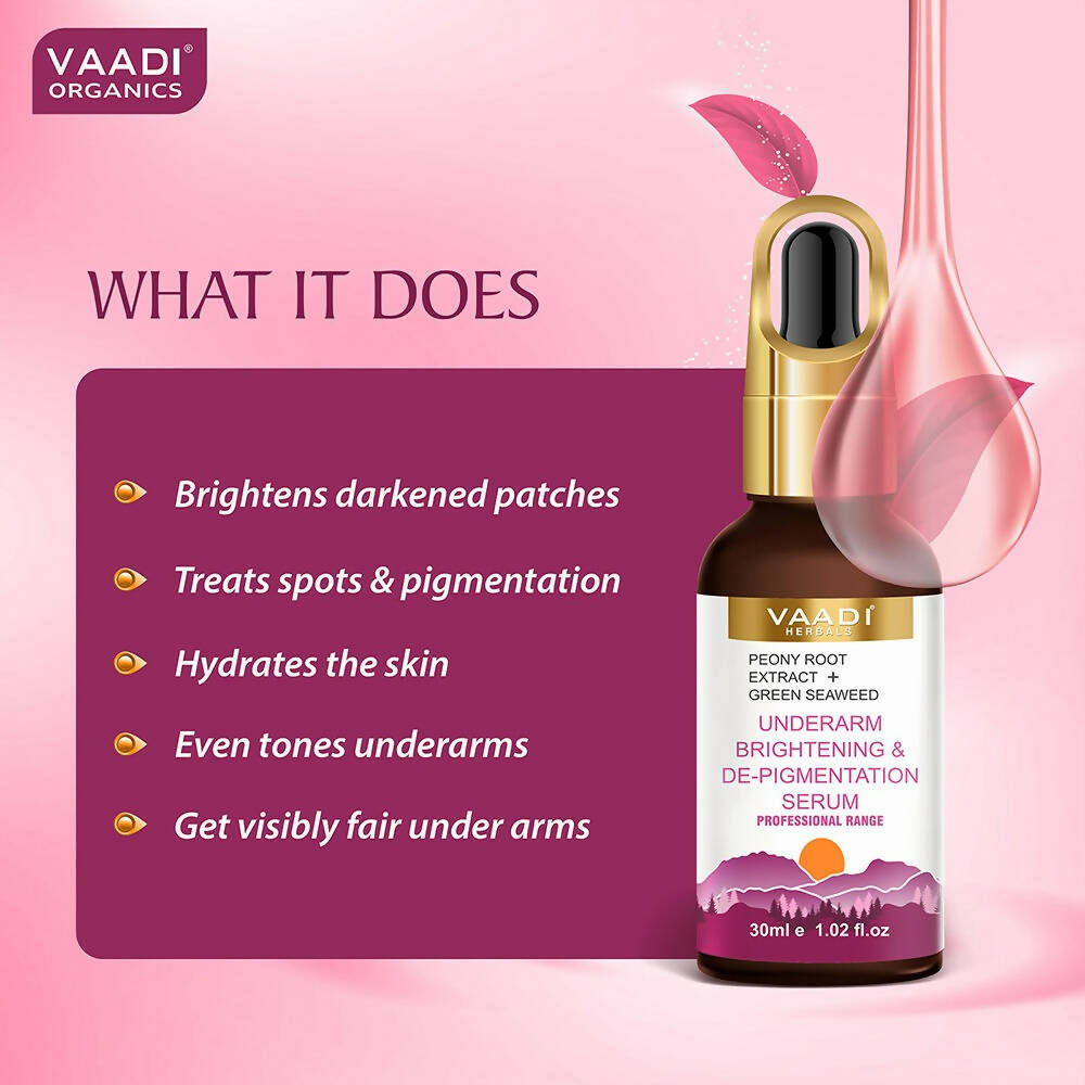 Vaadi Herbals Underarm Brightening & De-pigmentation Serum With Peony Root Extract & Green Seaweed - Distacart