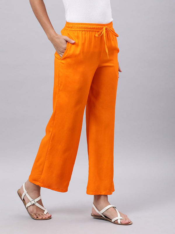 Souchii Orange Liva Palazzos - Distacart