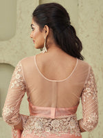 Thumbnail for Mitera Pink & Gold-Toned Embroidered Pure Georgette Saree - Distacart