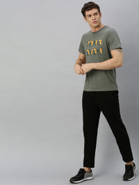 Thumbnail for HRX by Hrithik Roshan Men Olive Green Printed Bio-Wash Training Tshirt - Distacart