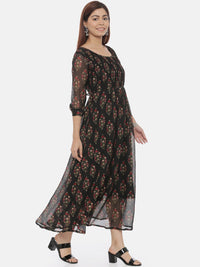 Thumbnail for Souchii Women Black Printed Fit and Flare Dress - Distacart