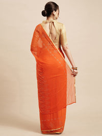 Thumbnail for Saree Mall Orange & Gold-Toned Floral Sarees - Distacart