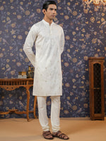Thumbnail for House of Pataudi Embroidered Mirror Work Straight Kurta With Pyjama - Distacart