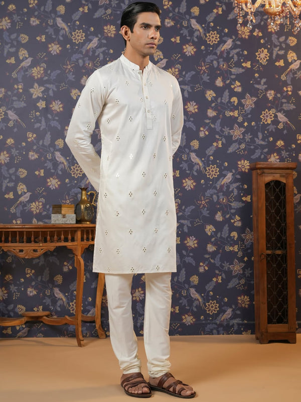 House of Pataudi Embroidered Mirror Work Straight Kurta With Pyjama - Distacart