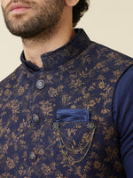Thumbnail for Manyavar Mandarin Collar Regular Kurta With Pyjamas & Nehru Jacket - Distacart