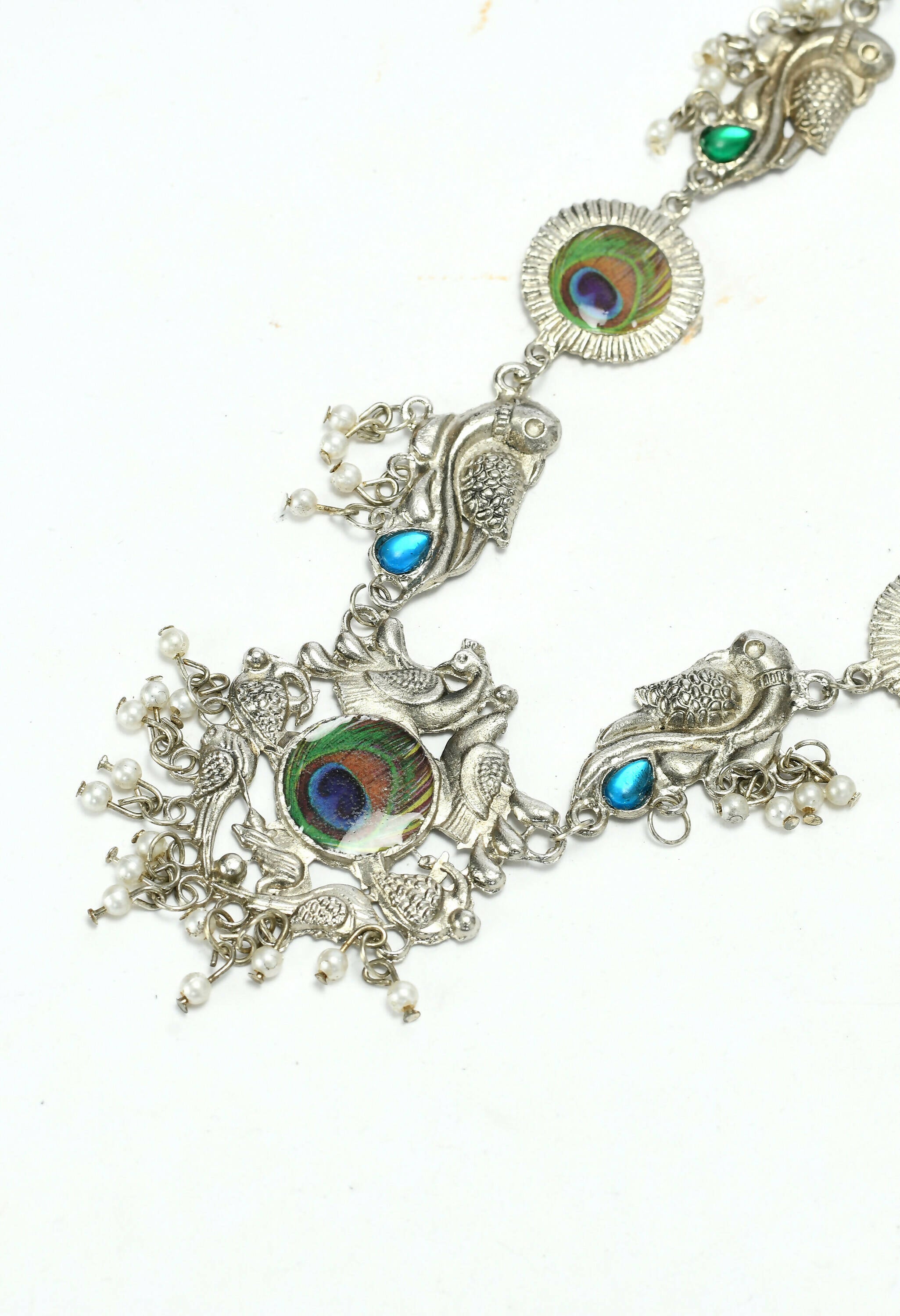 Mominos Fashion Johar Kamal Oxidised Silver-Plated Brass Finish Long Necklace For Women (Silver) - Distacart