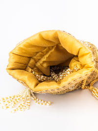 Thumbnail for NR By Nidhi Rathi Women Gold Embroidered Potli Bag - Distacart