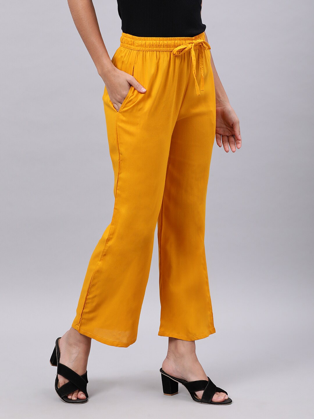 Souchii Yellow Liva Ethnic Palazzos - Distacart