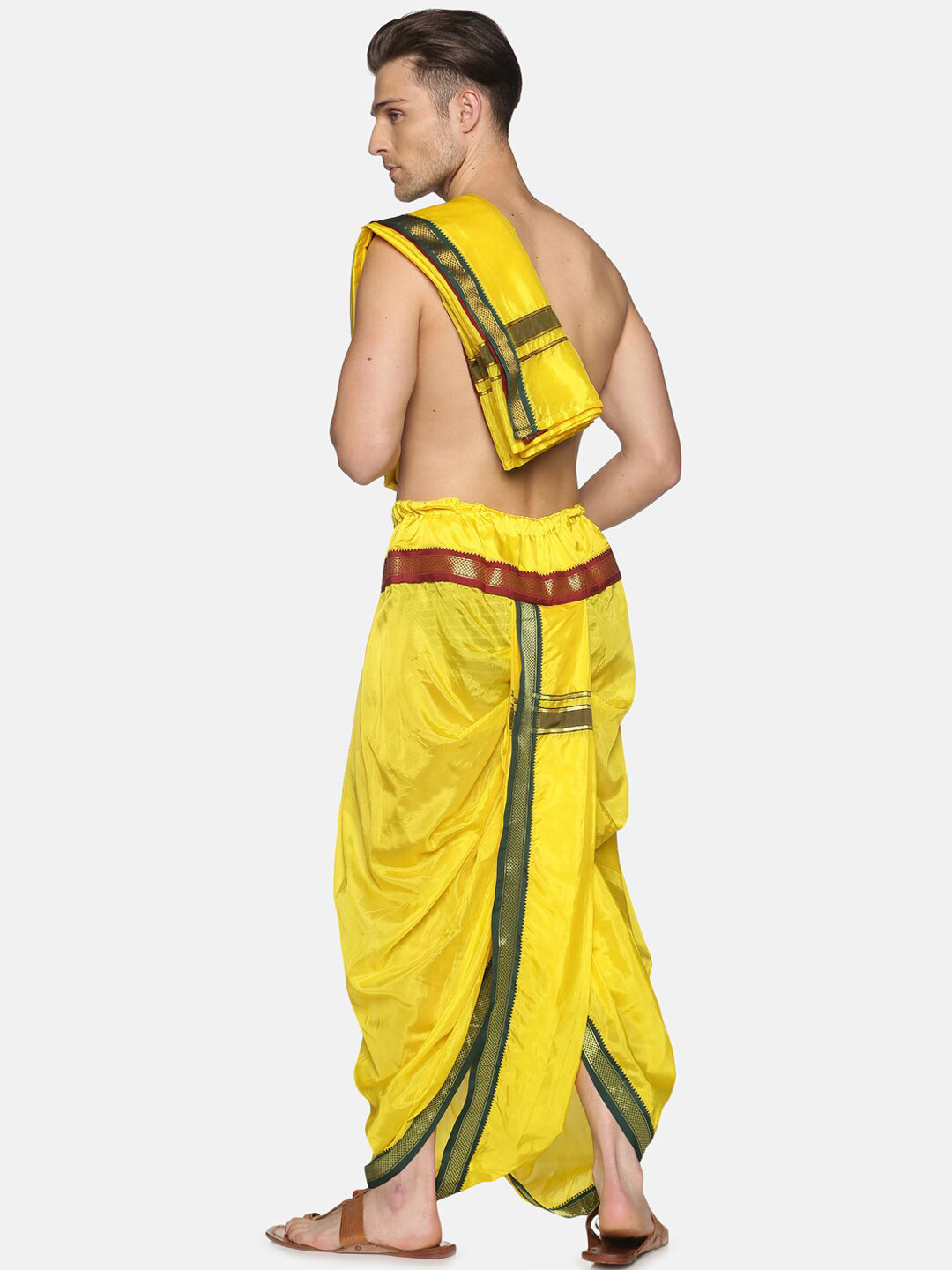 Sethukrishna Men Yellow Readymade Dhoti Pant & Angavastram - Distacart