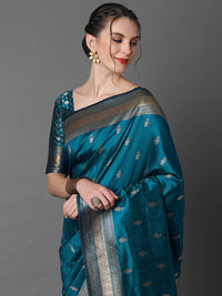 Thumbnail for Mitera Ethnic Motif Woven Design Zari Banarasi Saree - Distacart