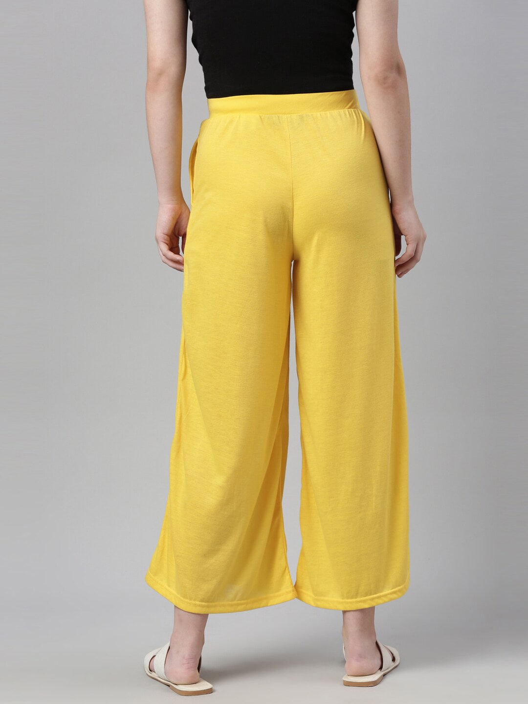 Souchii Yellow Knitted Ethnic Palazzos - Distacart