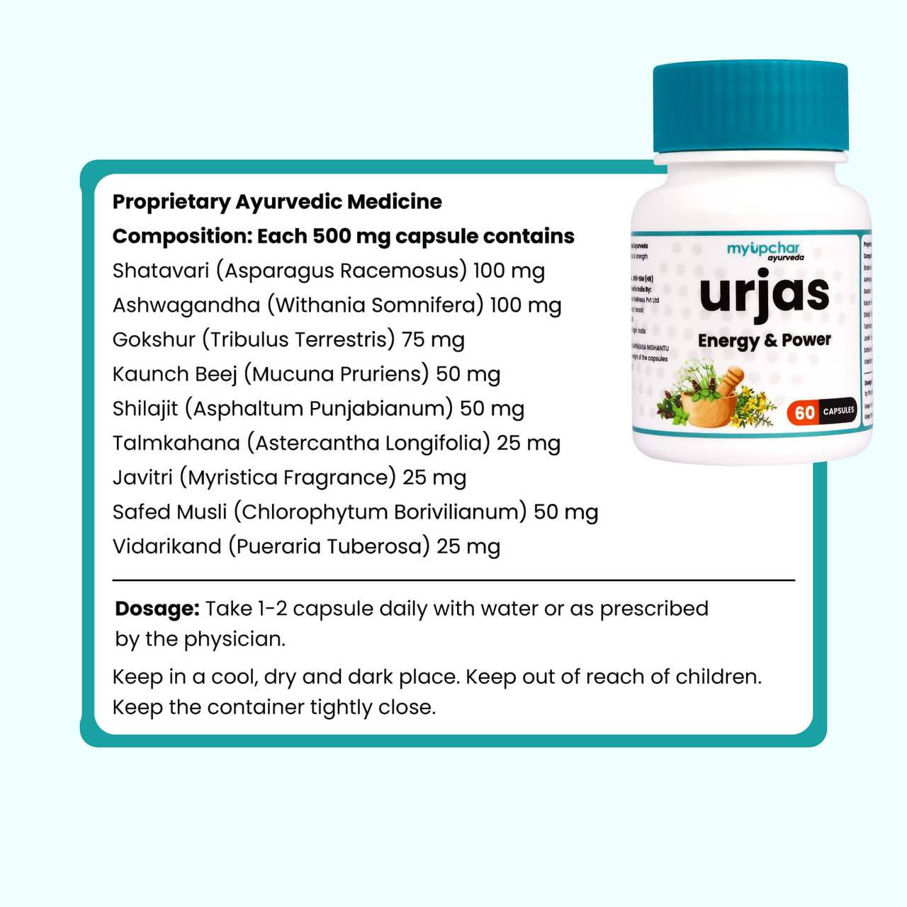 myUpchar Ayurveda Urjas Energy & Power Capsules For Men - Distacart