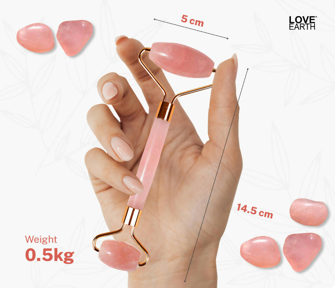 Love Earth Rose Quartz Face Roller - Distacart