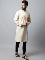 Thumbnail for Even Apparels Cream Color Pure Cotton Men's Kurta With Side Placket (SLD1176) - Distacart