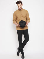 Thumbnail for Even Apparels Beige Pure Cotton Short Men's Kurta With Band Collar - Distacart
