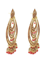 Thumbnail for Mominos Fashion Johar Kamal Triple Circle White With Red Big Size Earrings - Distacart