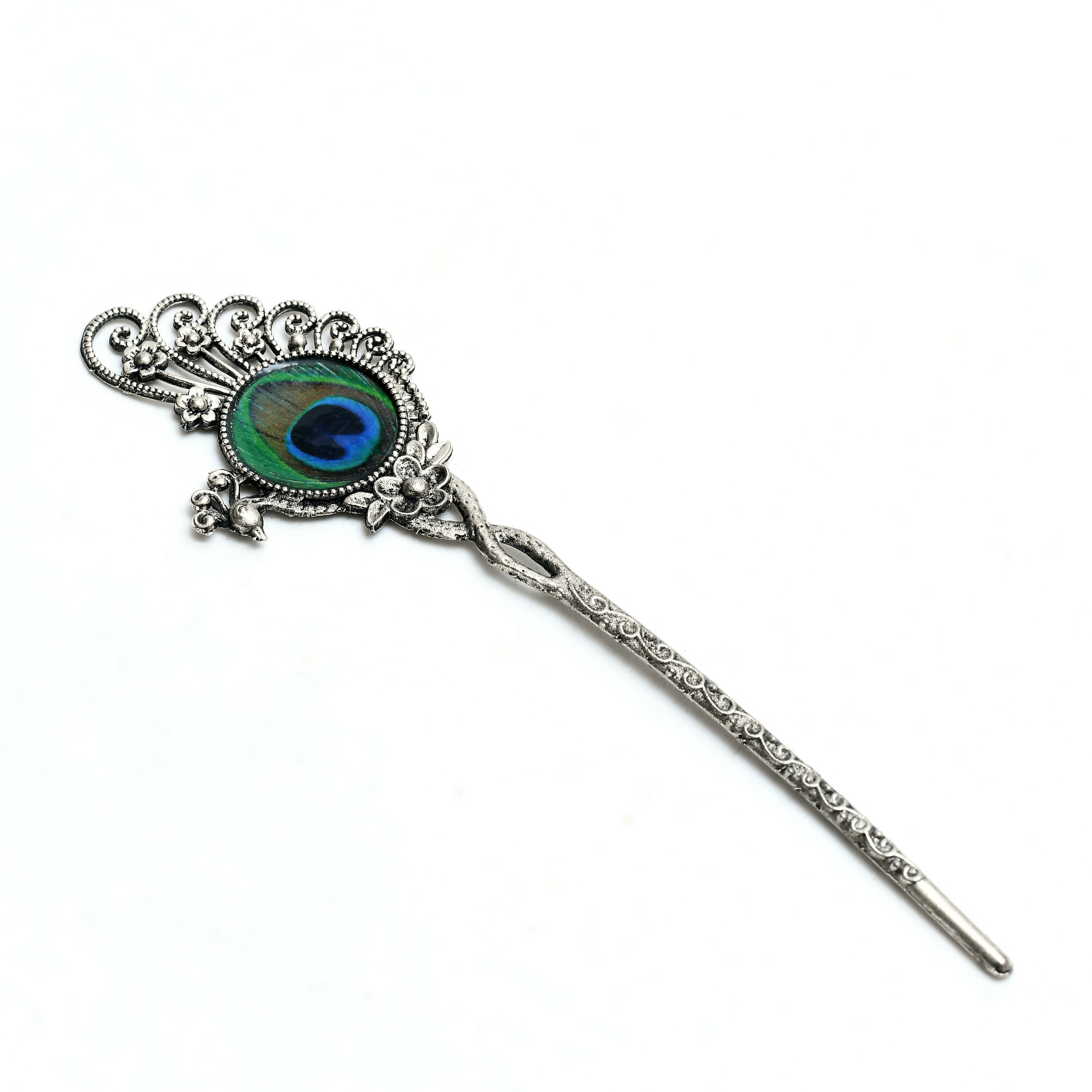 Mominos Fashion Johar Kamal Oxidised Silver-Plated Brass Finish Peacock Design Long Necklace Set For Women - Distacart