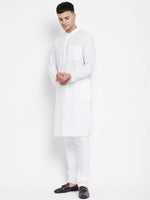 Thumbnail for Even Apparels White Pure Cotton Men Kurta With Band Collar - Distacart