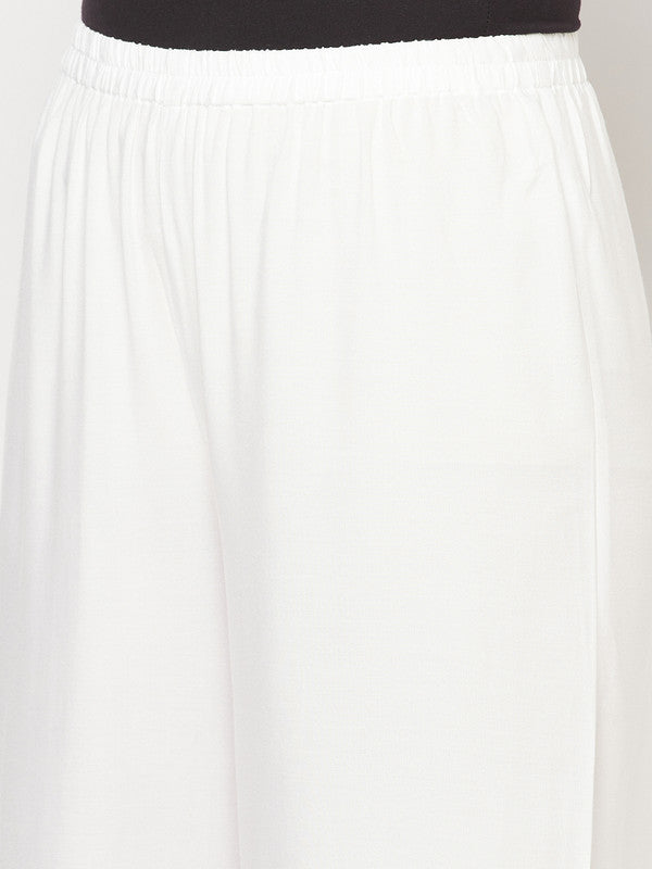 Aniyah Rayon Flared Slip-On White Palazzo