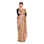 Thumbnail for Exclusive Collection 100% Pure Cotton Light Biege Tant Saree With Hand Weaving Work - Distacart