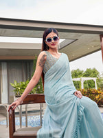 Thumbnail for Tikhi Imli Woven Design Satin Ready to Wear Saree - Distacart